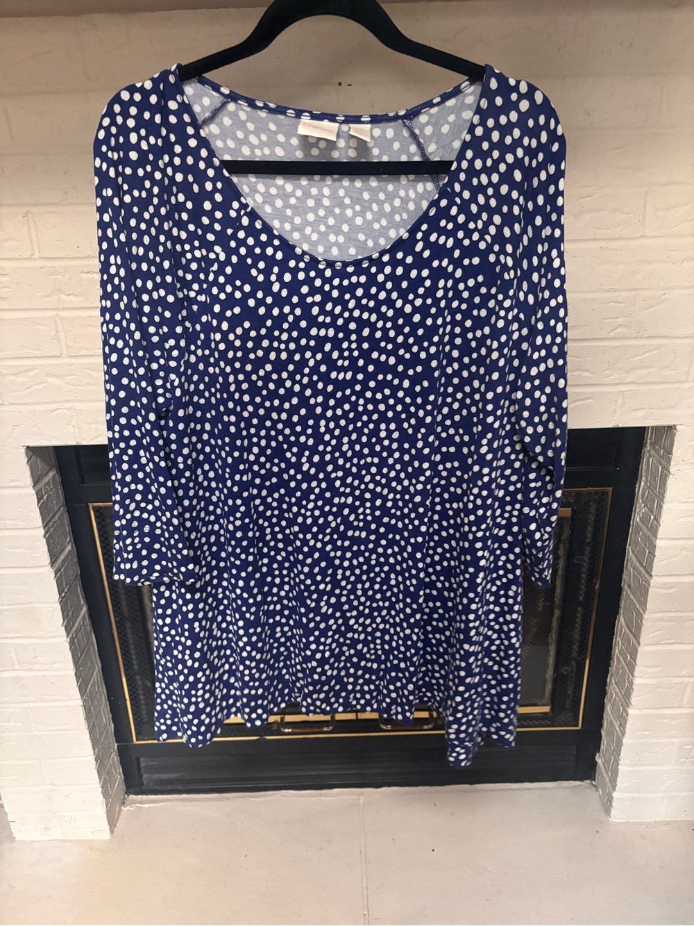 Chico's Navy Blue White Polka Dot Scoop Neck Tunic